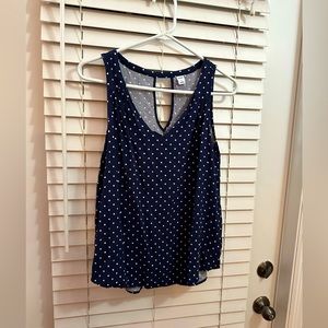 Old navy blue polka dot top size large